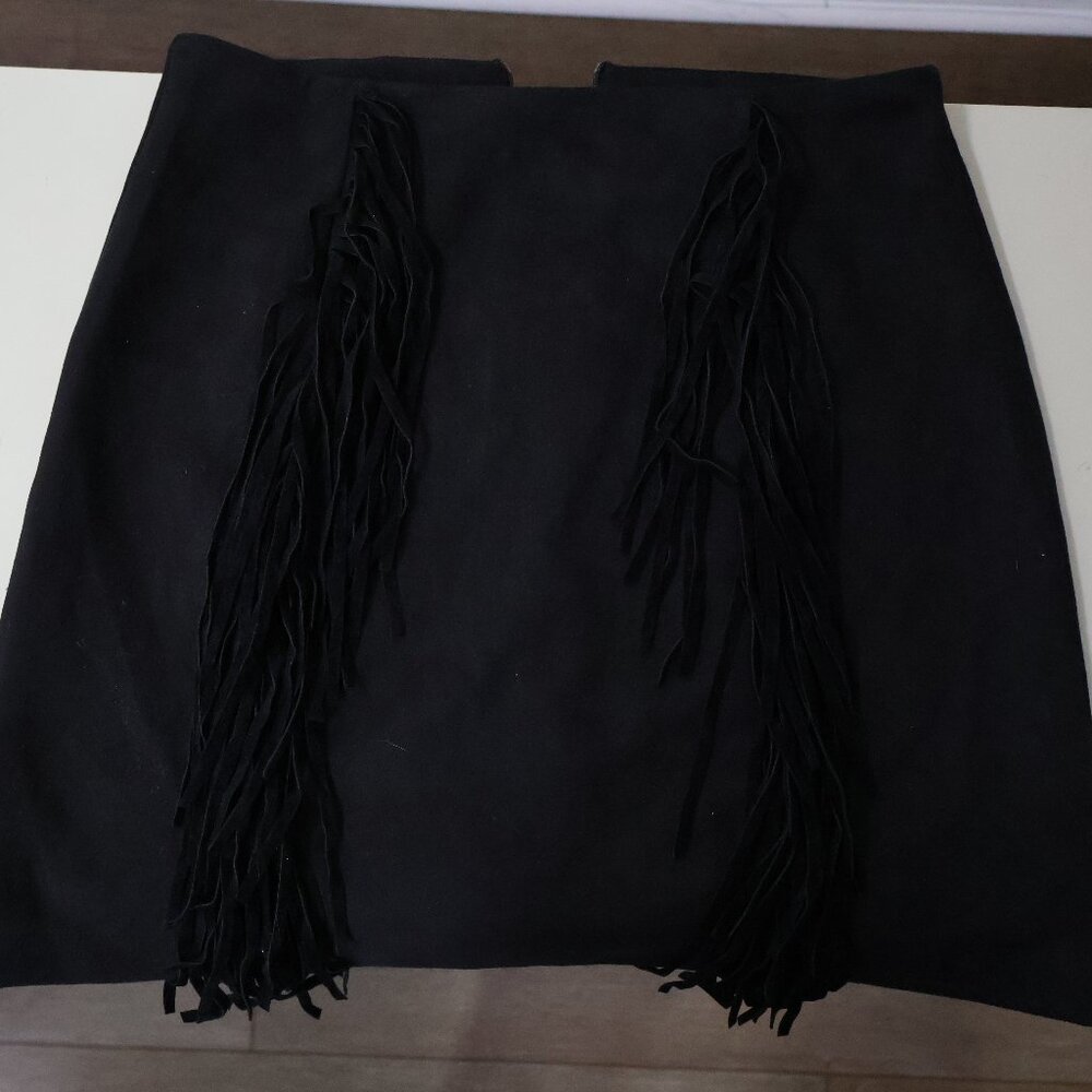 Shein Black Fringe Mini Skirt - Size XS